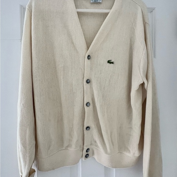 Izod Men's Cream Cardigan Sweater - Picture 1 of 5